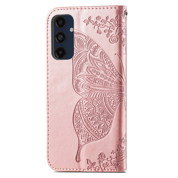 Klapkové puzdro pre Samsung Galaxy A16, Butterfly, ružové rose gold
