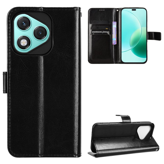 Klapkové puzdro pre Honor 400 Lite, Crazy Horse Wallet, čierne