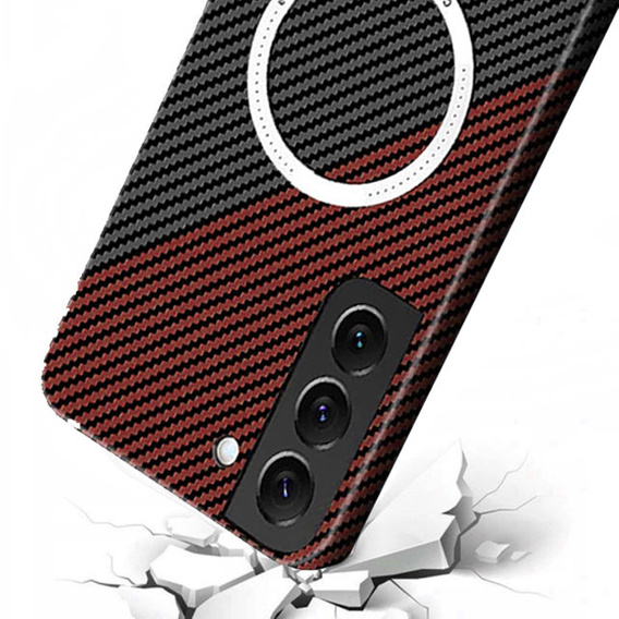 Obal na mobil pre Samsung Galaxy S23, Magsafe Slim Carbon, čierna / červená