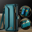 Puzdro CASEME pre Samsung Galaxy S25 FE, RFID Leather Wallet, s popruhom cez rameno, zelený