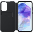 Originálne puzdro Samsung pre Galaxy A55 5G, S View Wallet Cover, čierne