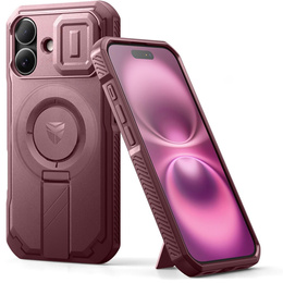 Obrnené puzdro pre iPhone 16, Dexnor CamProtect MagSafe, bordové