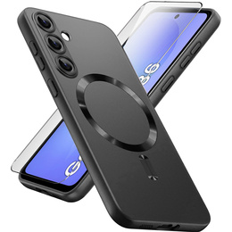 Puzdro pre Samsung Galaxy A36, ColorMag, pre MagSafe, čierne + tvrdené sklo 9H