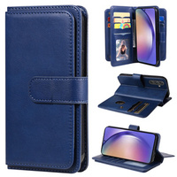 Flipové puzdro pre Samsung Galaxy A55 5G, 10 Card Slots Wallet, modré