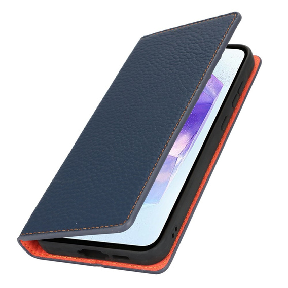 Klapkové puzdro pre Samsung Galaxy S25, Litchi Skin Grain, tmavomodré