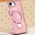 Puzdro iPhone 16e, Glittery Magnetic Kickstand, ružové