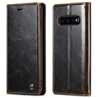 CASEME flipové puzdro pre Samsung Galaxy S10+ Plus, Waxy Textured, káva