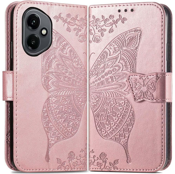 Klapkové puzdro pre Honor 400 5G, Butterfly, ružové rose gold