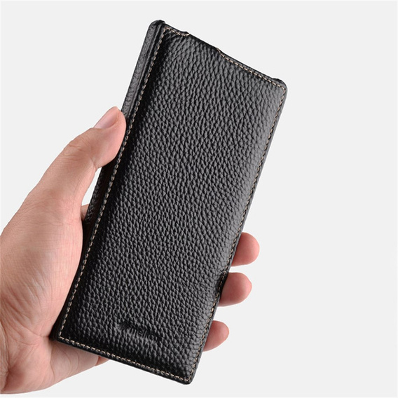 MELKCO flipové puzdro pre Samsung Galaxy S25 Ultra, kožené, flipové, čierne