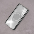 Magnetické puzdro Dual Glass MagSafe pre Samsung Galaxy S23 Ultra, strieborné