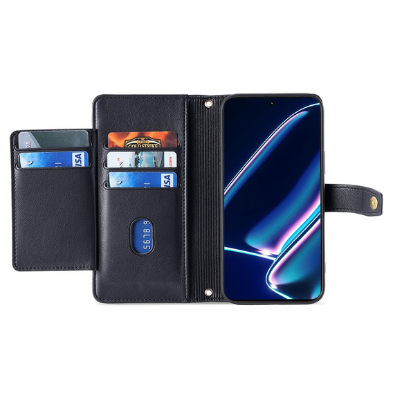 Klapkové puzdro pre Realme 11 Pro 5G / Pro+ 5G, Wallet Zipper Pocket, čierne