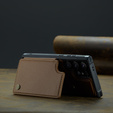 CASEME flipové puzdro pre Samsung Galaxy S25 Ultra, Litchi Wallet, hnedé