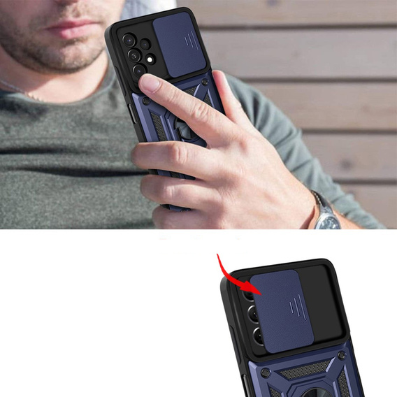Obal na mobil pre Samsung Galaxy A33 5G, CamShield Slide, námornícky modrý