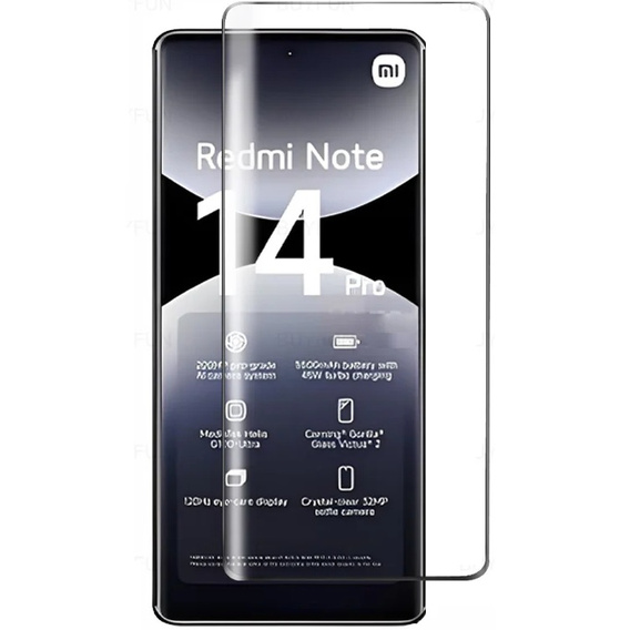 3D tvrdené sklo pre Xiaomi Redmi Note 14 Pro, čierny rám