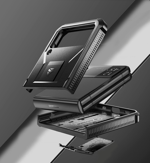 Pancierované puzdro pre Samsung Galaxy Z Flip 4 5G, Dexnor Clip Holder, čierne