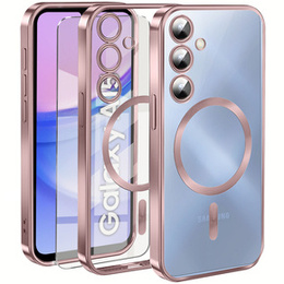 Puzdro pre Samsung Galaxy A15 4G/5G, Electro MagSafe, ružové + sklo na displej