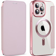 Klapkové puzdro pre iPhone 12 Pro Max, RFID Wallet MagSafe CamShield, ružové