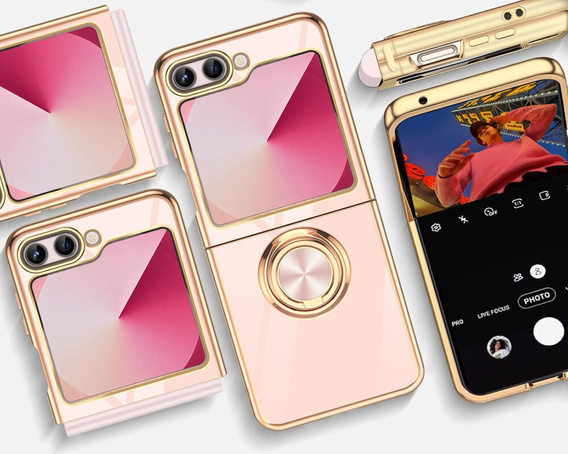 Obal na mobil pre Samsung Galaxy Z Flip7 FE / Z Flip6, Electro Ring, ružové