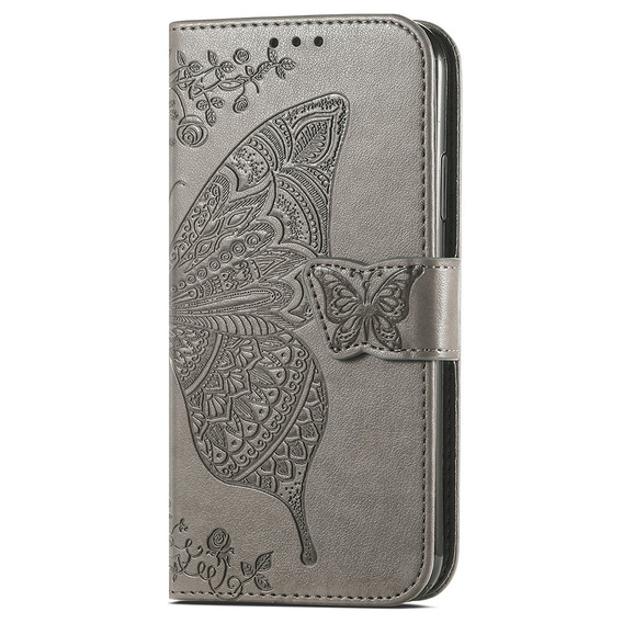 Klapkové puzdro pre Samsung Galaxy A05s, Butterfly, sivé
