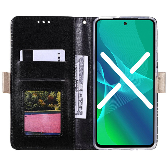 Klapkové puzdro pre Samsung Galaxy A13 4G, Wallet Pocket Zipper Lace, čierne