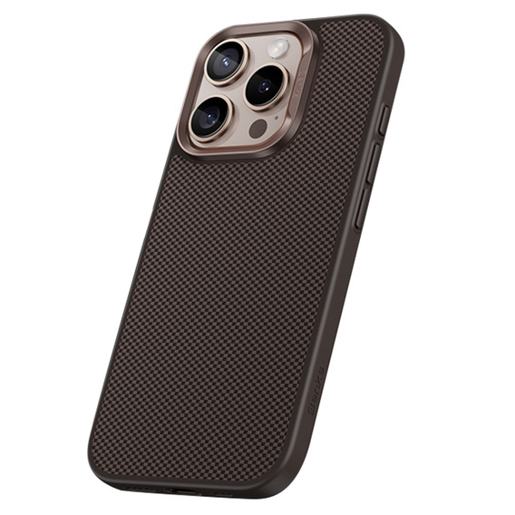 Puzdro BENKS Kevlar pre iPhone 16 Pro Max, pre MagSafe, Carbon Fiber, hnedé
