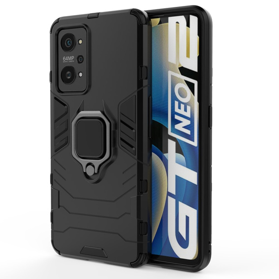 Obal na mobil pre Realme GT 2 / Realme GT Neo 2, Kickstand Ring, čierne