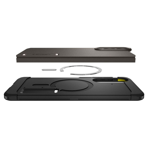 Puzdro Spigen pre Samsung Galaxy A36 5G, Tough Armor Mag MagSafe, čierne + tvrdené sklo 9H