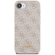 GUESS Obal na mobil pre iPhone 16E, 4G Metal Gold Logo, ružové