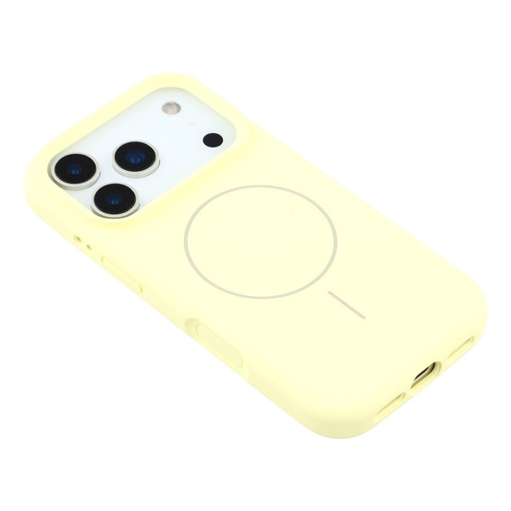 Silikónové puzdro pre iPhone 17 Pro, pre MagSafe, proti nárazom, žlté