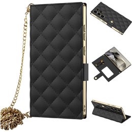 Flipové puzdro pre Samsung Galaxy S24 Ultra, GKK Mirror Wallet, čierne