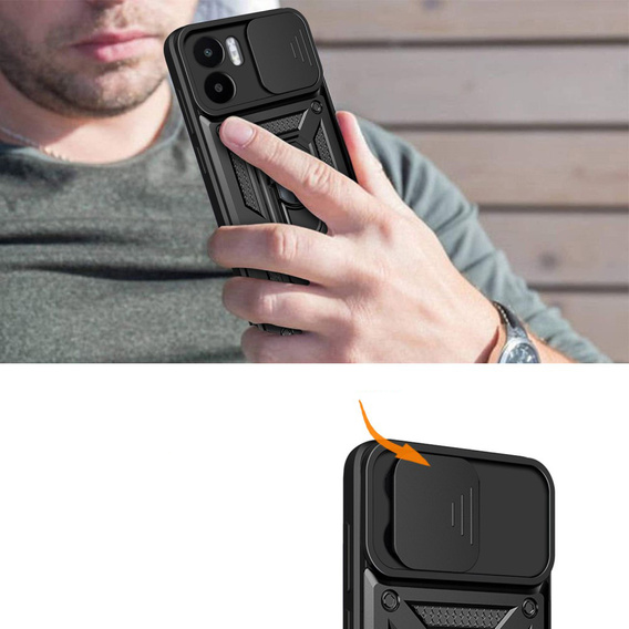 Obal na mobil pre Xiaomi Redmi A1 4G / A2 4G, CamShield Slide, čierne