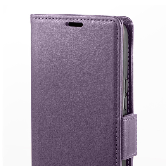 Puzdro pre Oppo Reno 12, ERBORD Glossy Litchi, flipová peňaženka, fialové