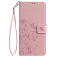 Klapkové puzdro pre Motorola Moto E14, Butterfly, ružové rose gold