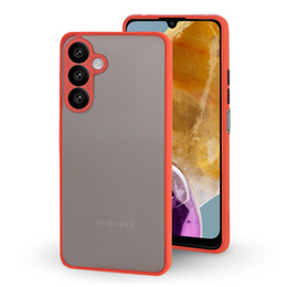 Silikónové puzdro pre Samsung Galaxy M15 5G, s ochranou fotoaparátu, transparentné / červené