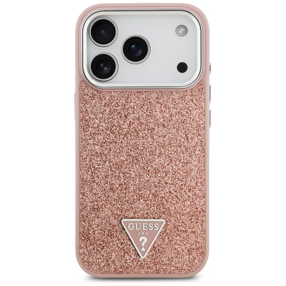Puzdro GUESS Glitter Triangle Logo MagSafe pre iPhone 17 Pro