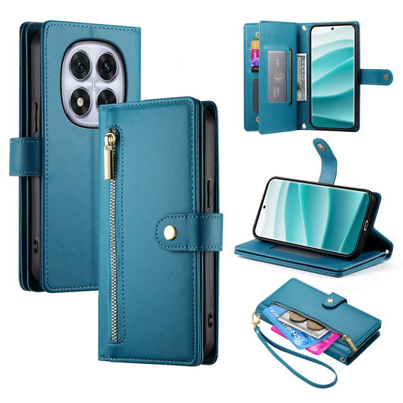 Klapkové puzdro pre Xiaomi Redmi Note 14 Pro 5G / Poco X7 5G, Wallet Zipper Pocket, modré