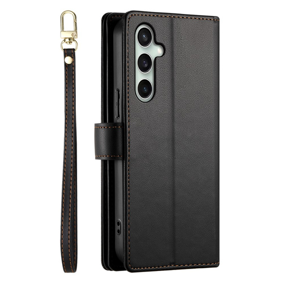 Klapkové puzdro pre Samsung Galaxy S24 FE, Wallet Zipper Pocket, čierne