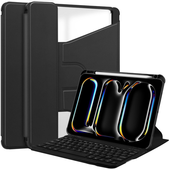 Puzdro s klávesnicou pre iPad Pro 11" 2024 (5 gen.), Rotary 360° Leather, čierne