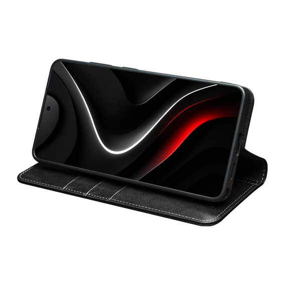 Kožené puzdro Qialino s klopou Peňaženka pre Samsung Galaxy S26 Ultra, čierna