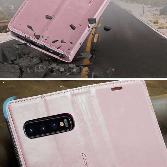 CASEME flipové puzdro pre Samsung Galaxy S10+ Plus, Waxy Textured, ružové