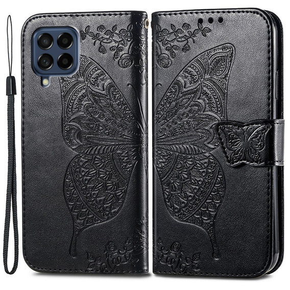 Klapkové puzdro pre Samsung Galaxy M53 5G, Butterfly, čierne