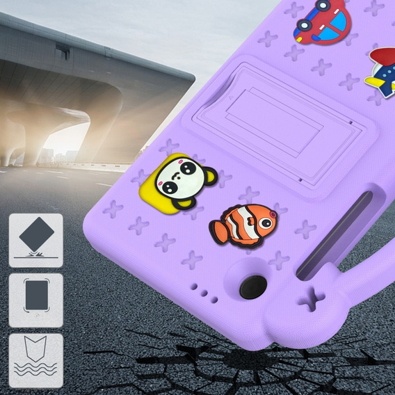 Detské puzdro pre Samsung Galaxy Tab A9, Cute Patterns, so stojanom, fialové