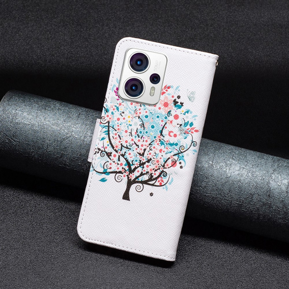 Klapkové puzdro pre Motorola Moto G53 5G / G23 / G13, Wallet, colorful tree, biele
