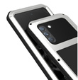 Love Mei Obal na mobil pre Samsung Galaxy S21 FE, armored with glass, strieborné