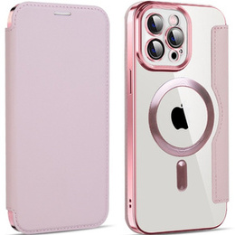 Klapkové puzdro pre iPhone 12 Pro Max, RFID Wallet MagSafe CamShield, ružové