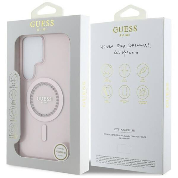 GUESS Obal na mobil pre Samsung Galaxy S25, 4G Big Metal Logo, ružové