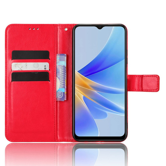 Klapkové puzdro pre Oppo A17, Crazy Horse Wallet, červené