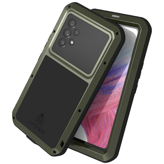 Love Mei Obal na mobil pre Samsung Galaxy A53 5G, armored with glass, zelený