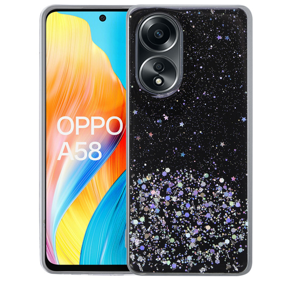 Obal na mobil pre Oppo A58 4G, Glittery, čierne
