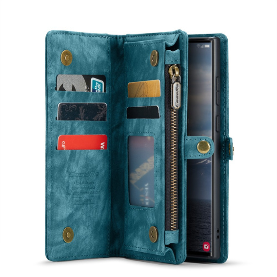CASEME puzdro pre Samsung Galaxy S25 Ultra, Retro Leather Wallet, s remienkom, zelený